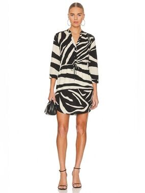 Diane von Furstenberg DVF Zebra Silk Mini Dress Size 8